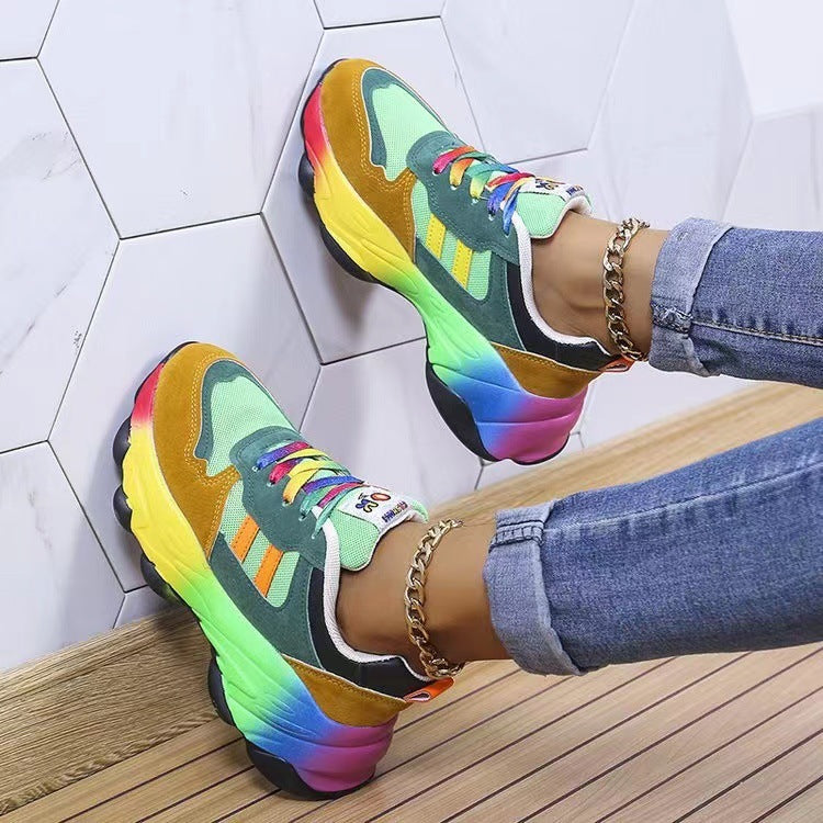 Classy - Multicoloured lace-up running shoes