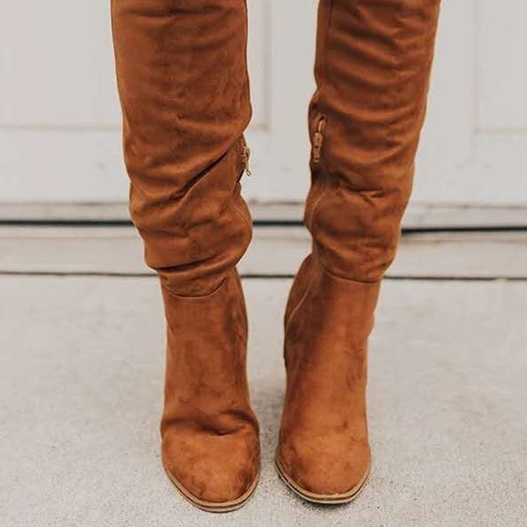 Tess - Casual knee high boots with zip fastening