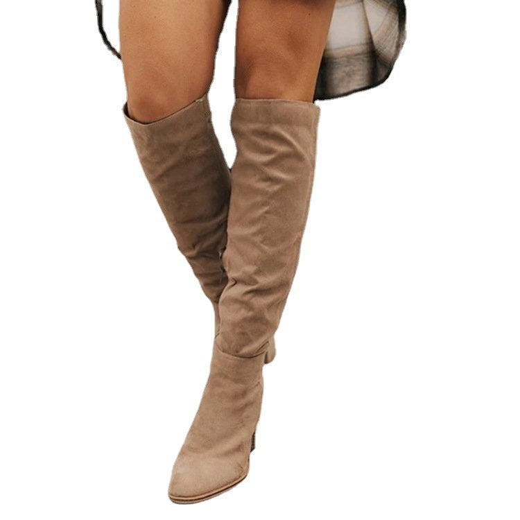 Tess - Casual knee high boots with zip fastening