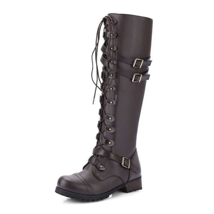 Elora - Robust steampunk lace-up boots for women