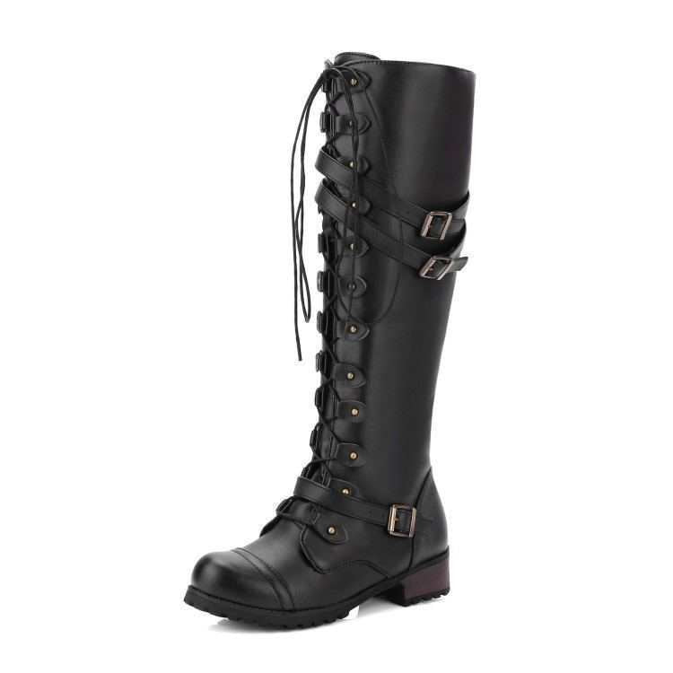 Elora - Robust steampunk lace-up boots for women