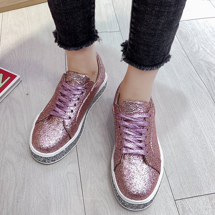 Sienna - Stylish platform-glitter ladies sneakers