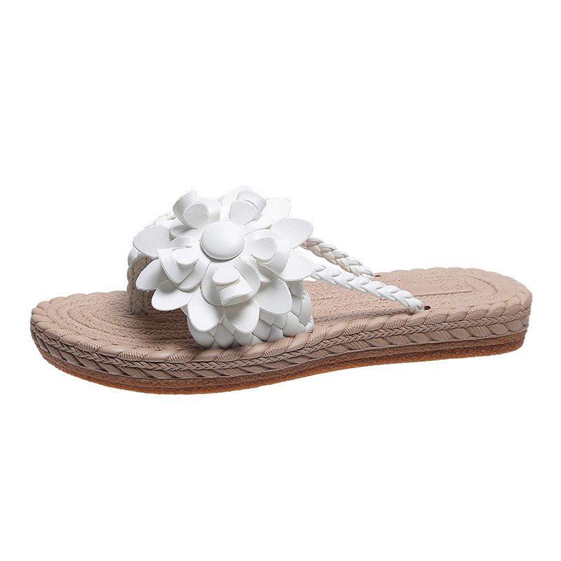 Rouge - Women's sandals with thick outsole and large flower on the strap