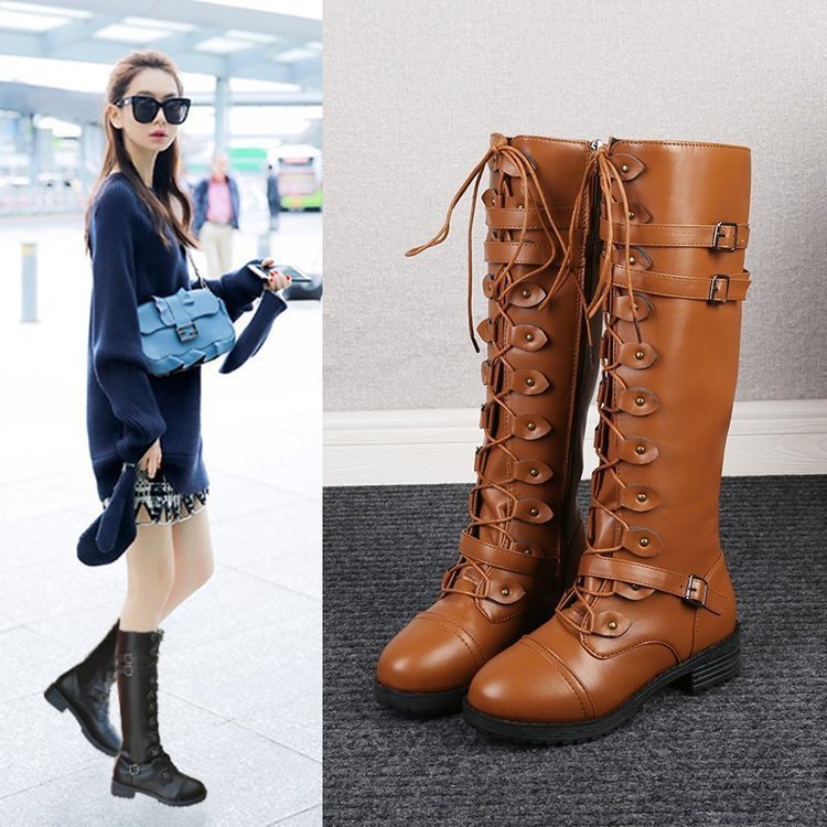 Elora - Robust steampunk lace-up boots for women