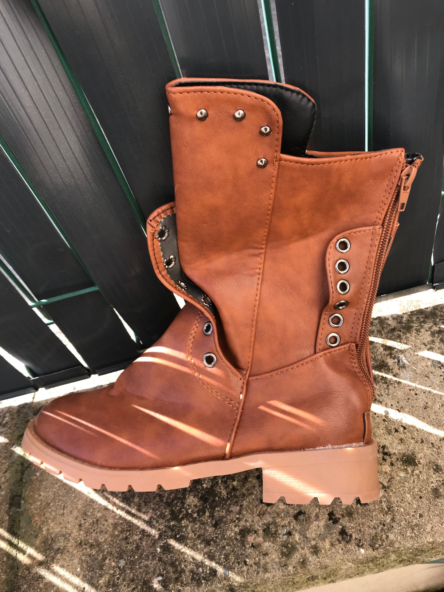 Eliza - Vintage mid high leather boots for women