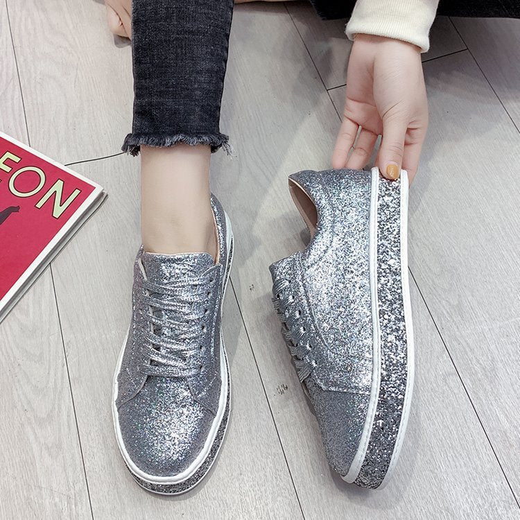 Sienna - Stylish platform-glitter ladies sneakers