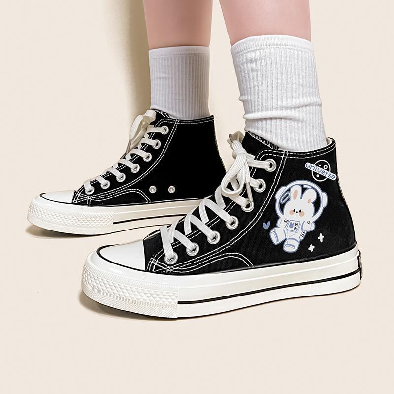 Ottelien Sneaks I High canvas shoe with print