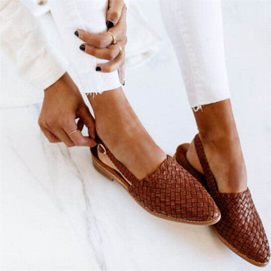 Lia - Women's braided leather sandals