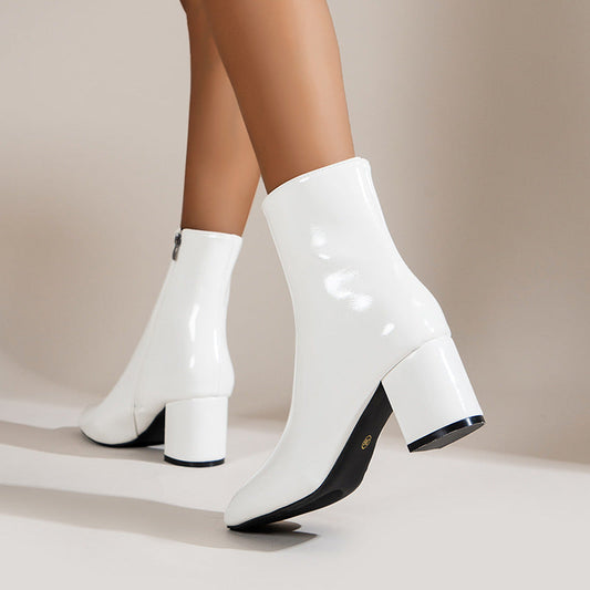Lennon - Trendy patent leather ladies ankle boots