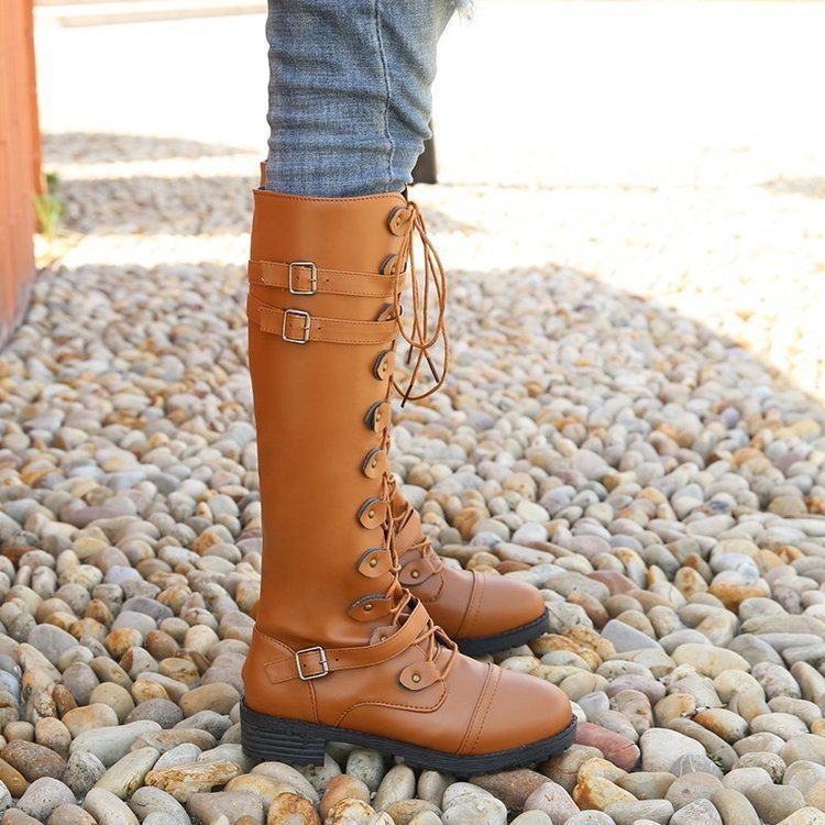 Elora - Robust steampunk lace-up boots for women